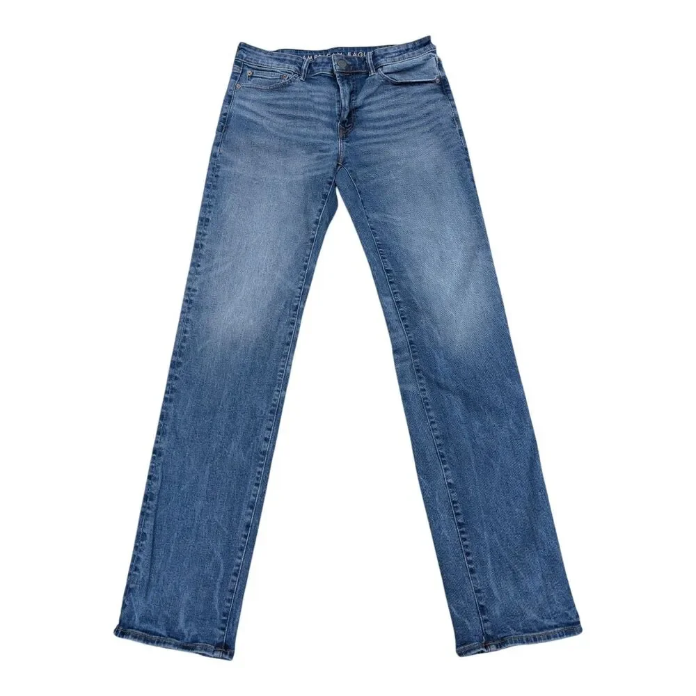 Men's American Eagle Original Straight Fit Jeans Size 34x36 Dark Wash Blokecore